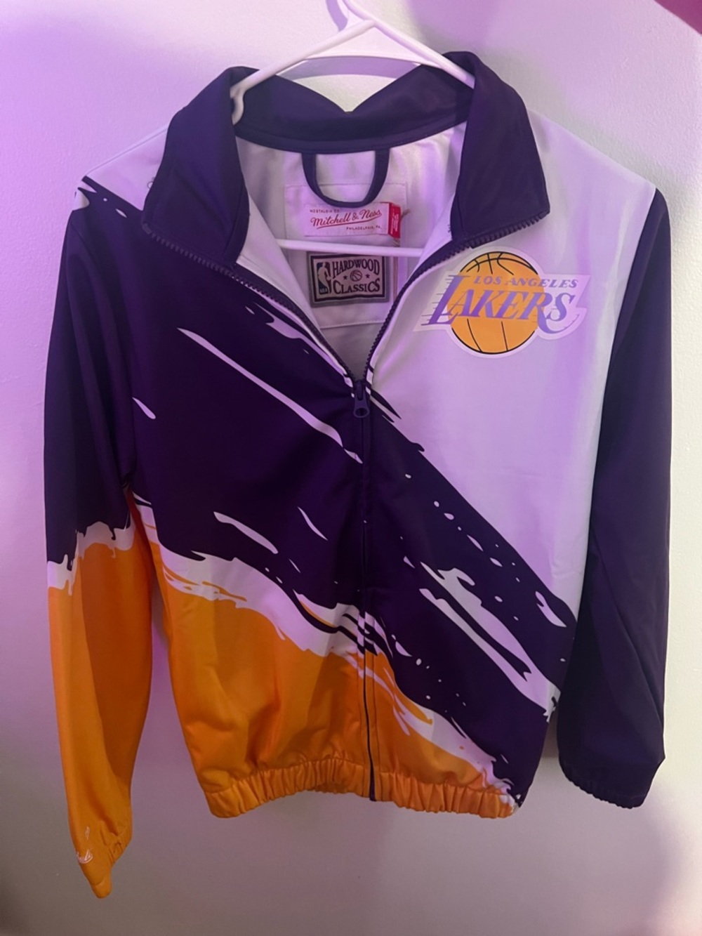 Mitchell & Ness Los Angeles Lakers Purple and Gold Jacket Youth Medium 10/12